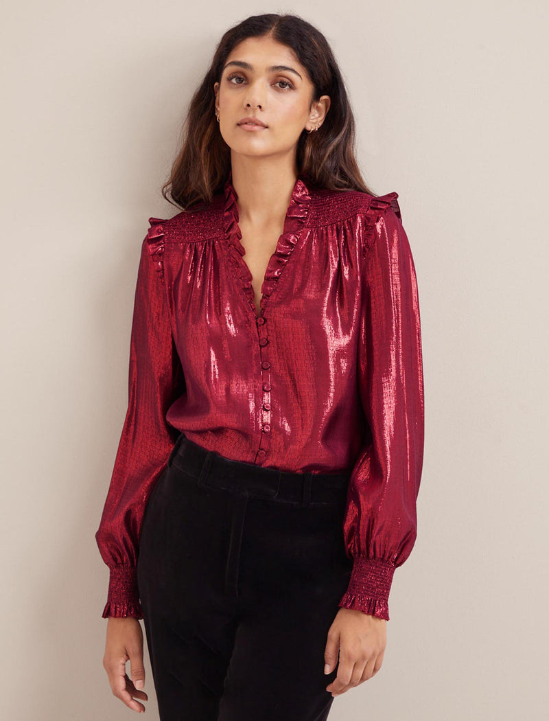 Stella Silk Blend Shirt - Burgundy