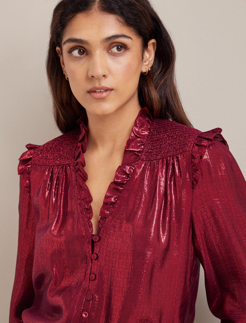 Stella Silk Blend Shirt - Burgundy