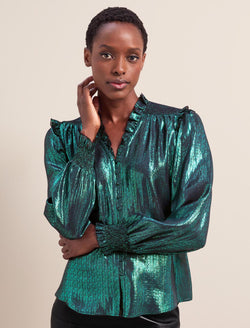 Stella Silk Blend Shirt - Dark Green