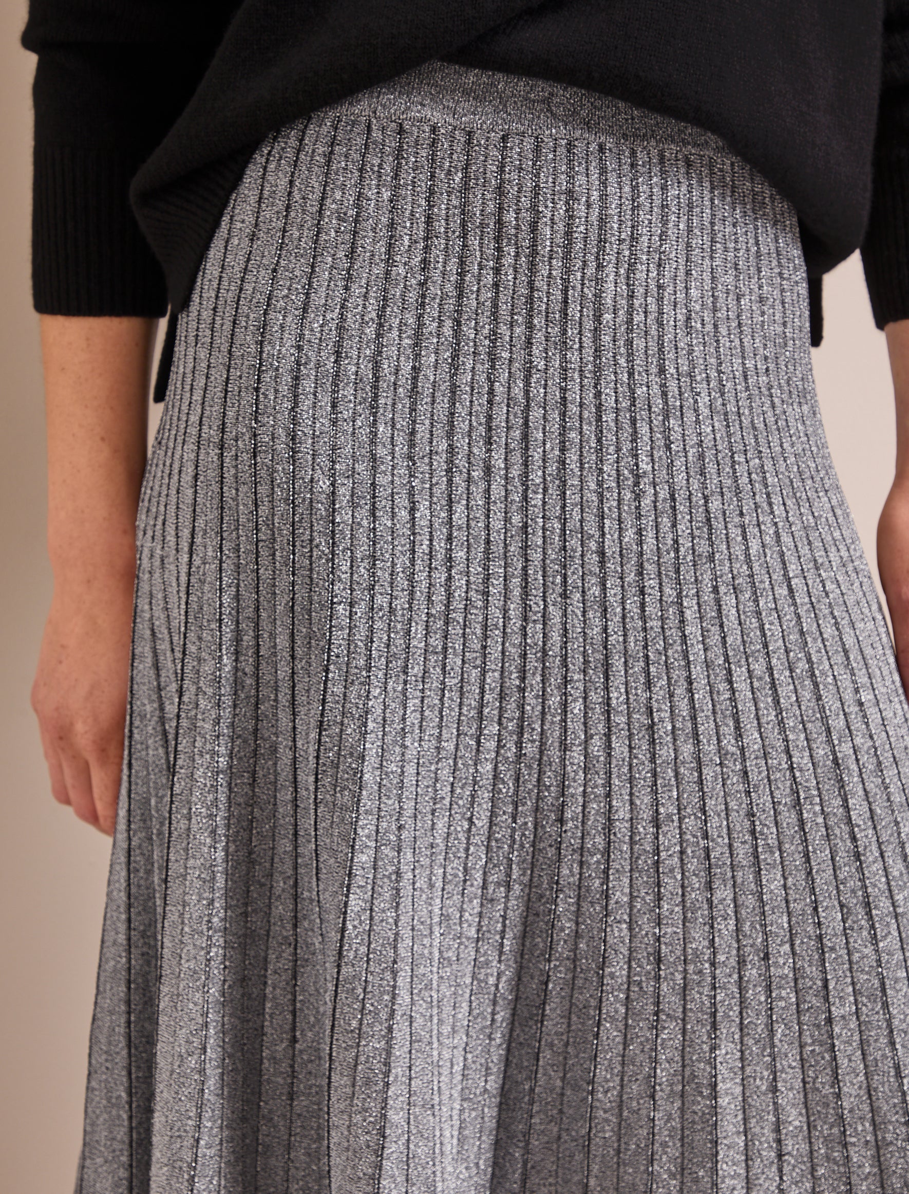 Pleated midi skirt silver hotsell