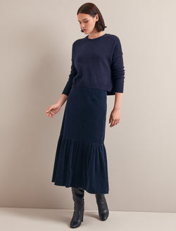 Daphne Corduroy Maxi Skirt - Navy