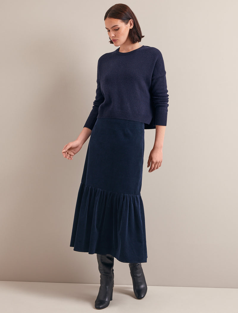 Daphne Corduroy Maxi Skirt - Navy