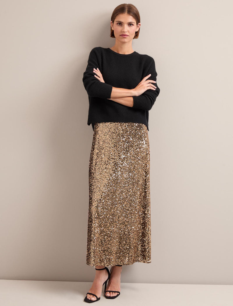 Scarlett Sequin Maxi Skirt - Gold