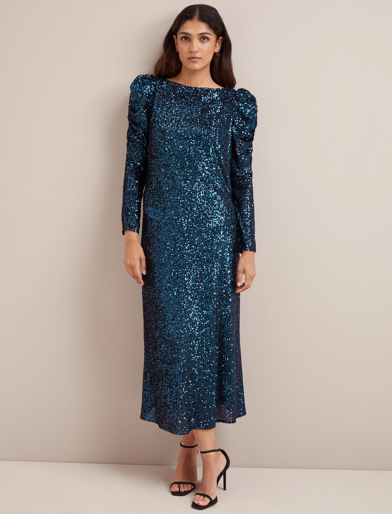 Scarlett Sequin Maxi Skirt - Navy