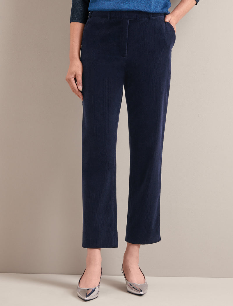 Tatum Corduroy Tapered Trouser - Navy