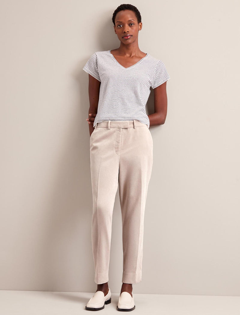 Tatum Corduroy Tapered Trouser - Stone