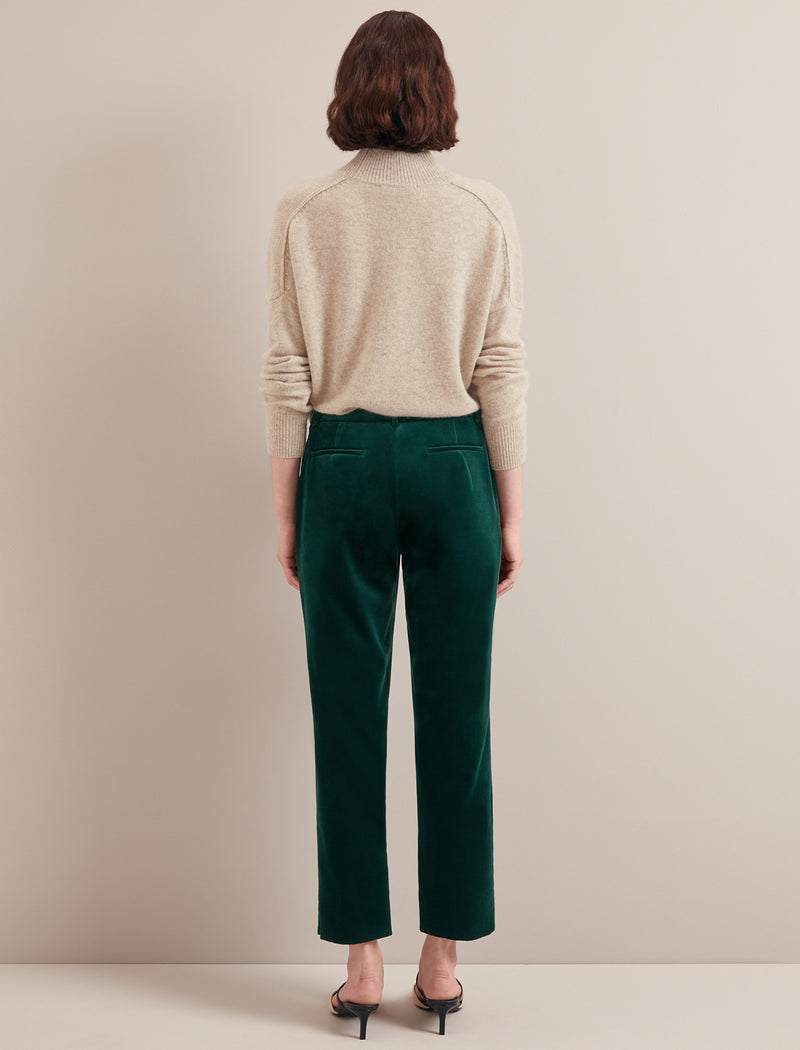 Tatum Velvet Tapered Trouser - Green