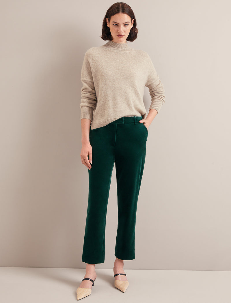 Tatum Velvet Tapered Trouser - Green