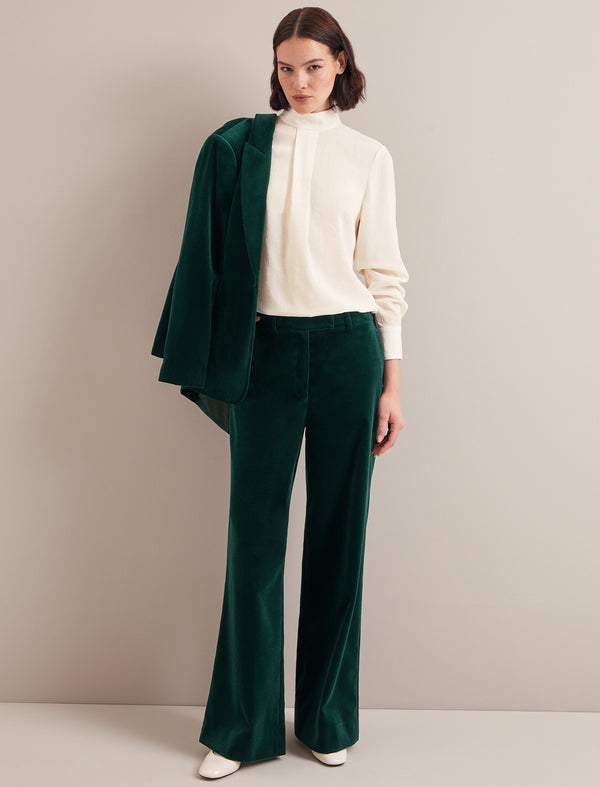 Taylor Velvet Wide Leg Trouser - Green