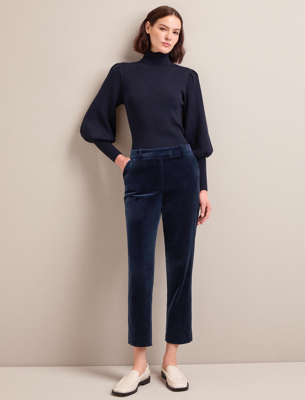 Tatum Velvet Tapered Trouser - Navy