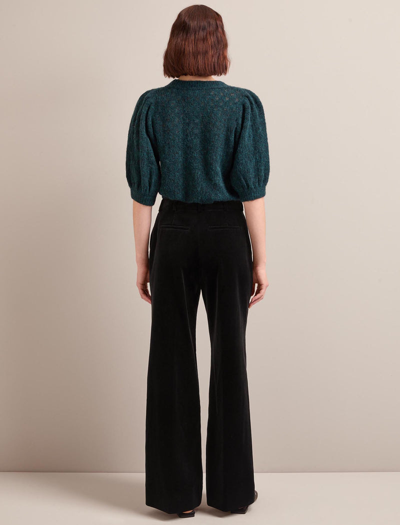 Taylor Velvet Wide Leg Trouser - Black