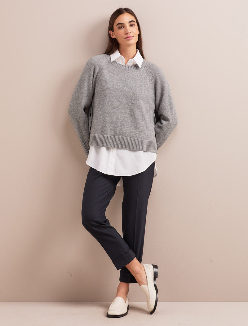 Ezra Cashmere Blend Jumper - Mid Grey