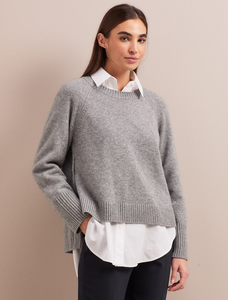 Ezra Cashmere Blend Jumper - Mid Grey