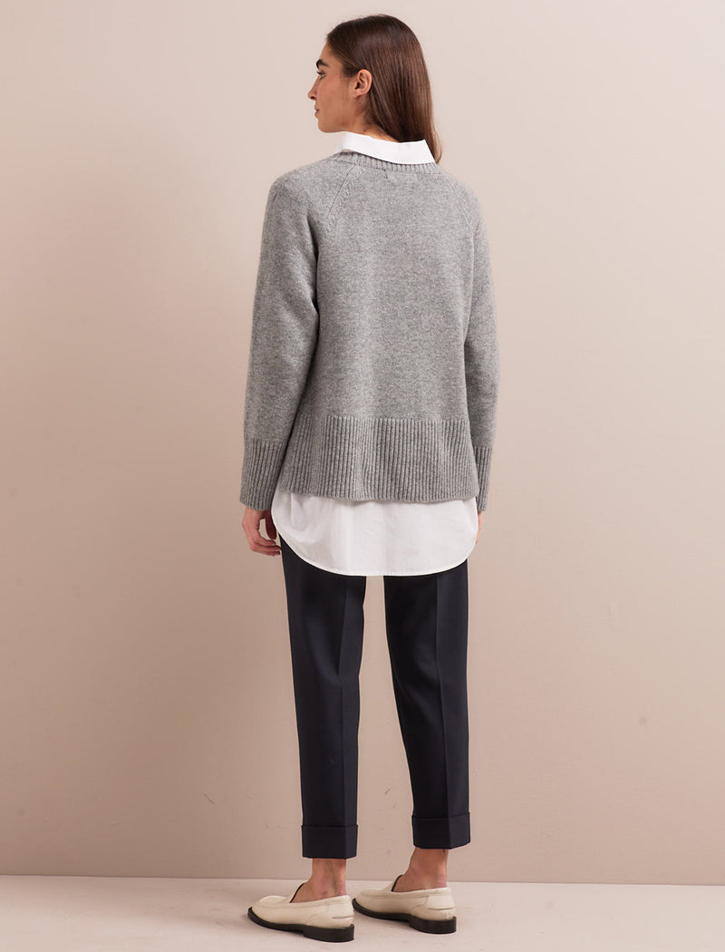 Ezra Cashmere Blend Jumper - Mid Grey