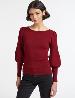 Eva Wool Boat Neck Jumper - Dark Red