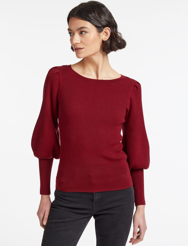 Eva Wool Boat Neck Jumper - Dark Red