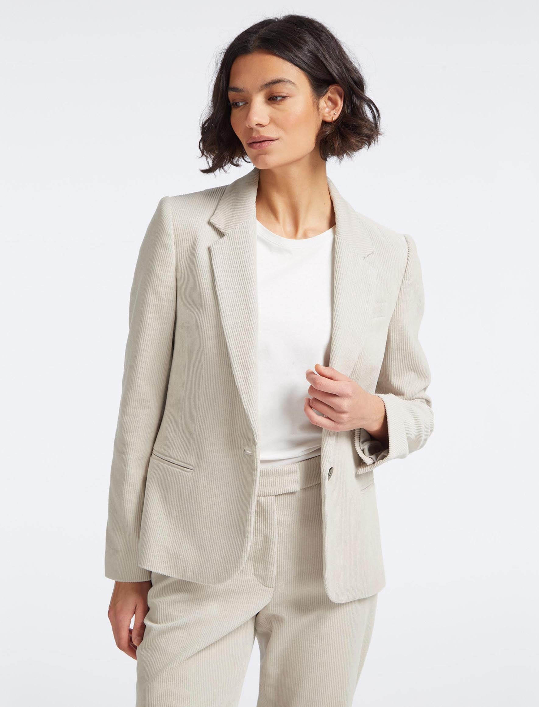 Leo Corduroy Blazer in Stone