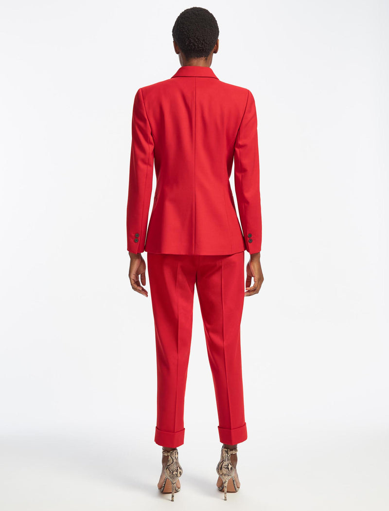 Clement Tailored Turn Up Wool Blend Trousers in Crimson