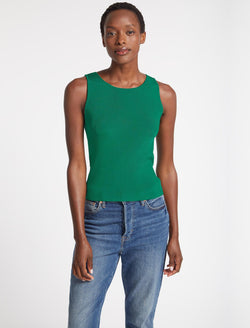 Tammy Rayon Round Neck Vest - Emerald Green