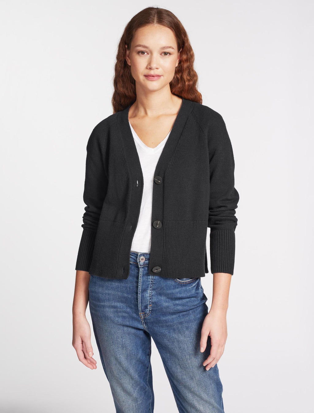 Caro Cotton Blend Boxy Cardigan - Black