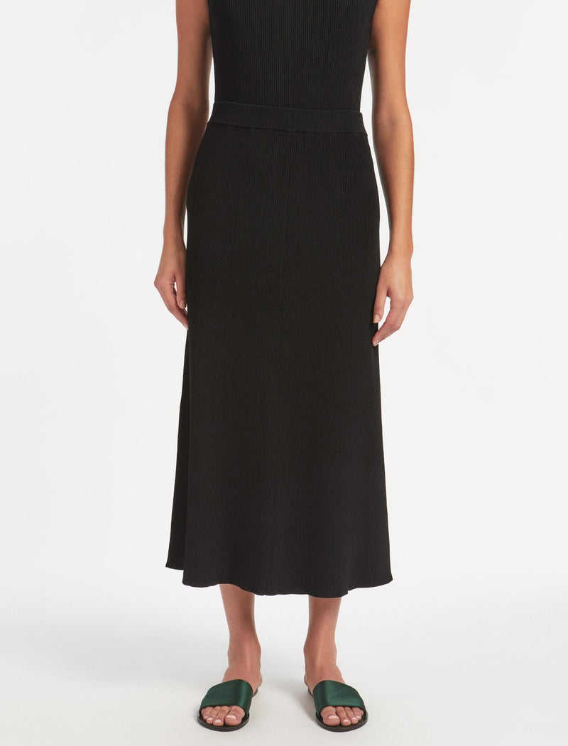 Tammy Rayon Rib Maxi Skirt - Black