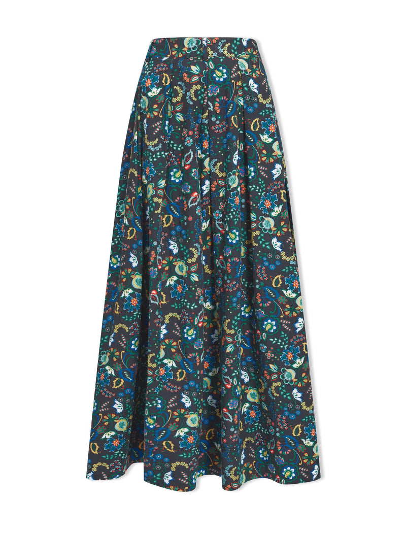 Thandie Organic Cotton Maxi Skirt - Multi Coloured Large Floral Print