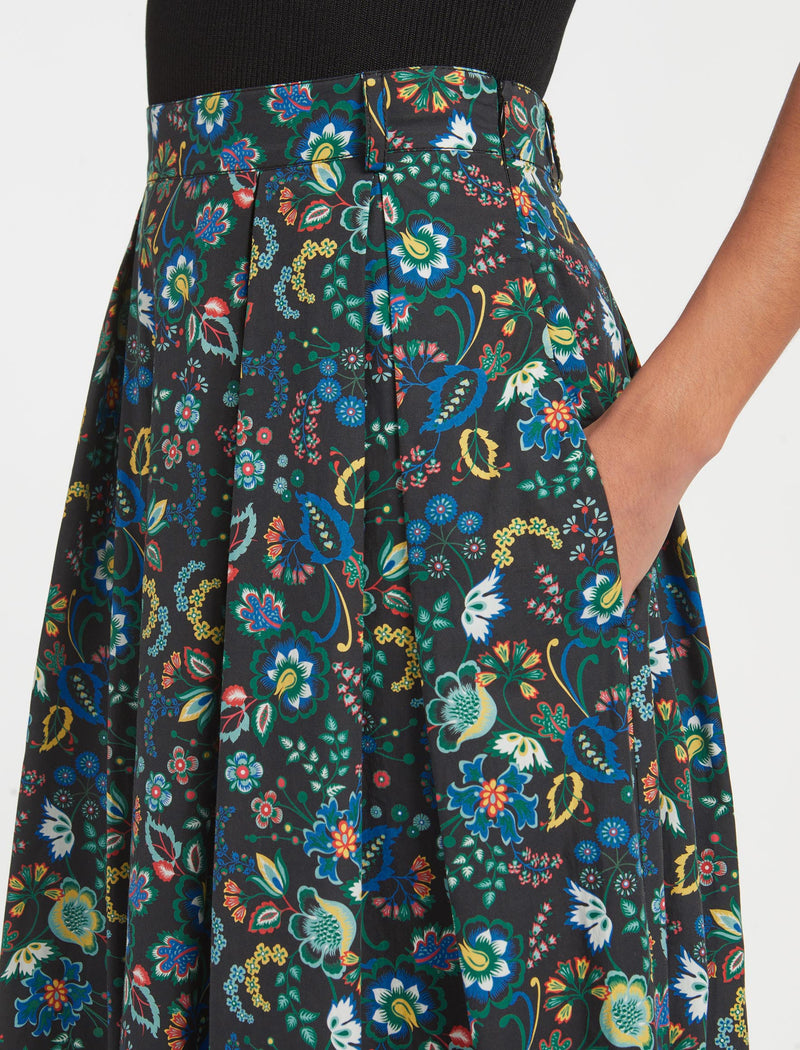 Thandie Organic Cotton Maxi Skirt - Multi Coloured Large Floral Print